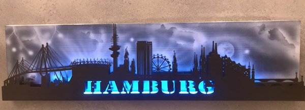 HAMBURG   Wandskyline ,3D mit Airbrush-Hintergrund