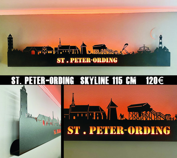 Sankt Peter-Ording Wandskyline Farbe schwarz