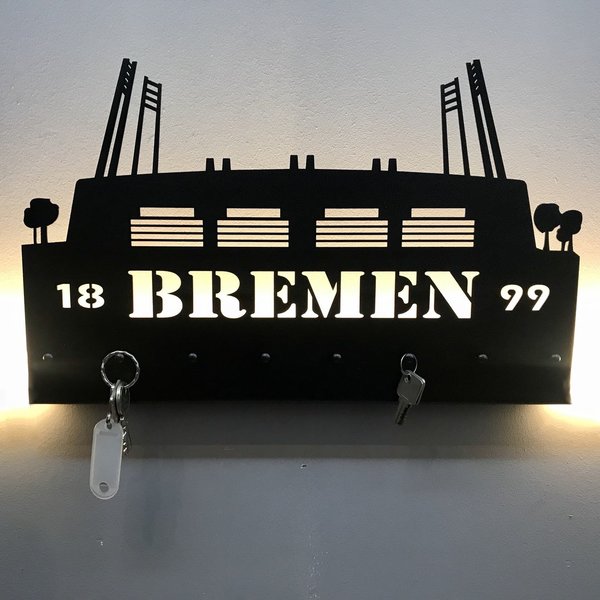 Bremen Fußball Stadion -  kleine Wandskyline mit Anhänger-Schlüsselleiste